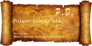 Pulger Dionízia névjegykártya